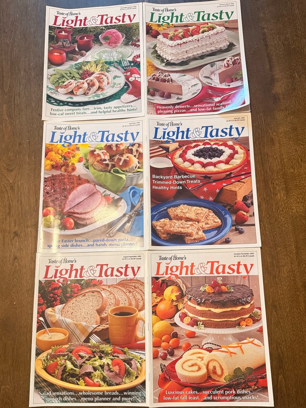 Vintage Taste of Home Light & Tasty Magazines – 2003 Set of 6
